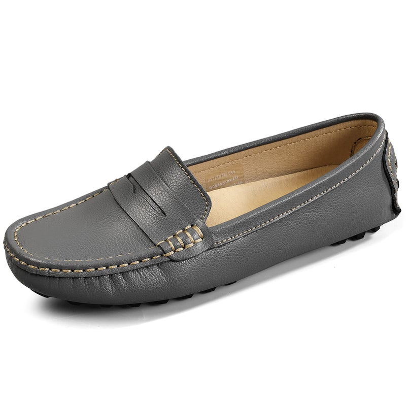 Artisure Women's Classic Handsewn Gray Genuine Leather Penny Loafers Driving Moccasins Casual Boat Shoes Slip On Fashion Office Comfort Flats 8.5 M US SKS-1221HUI085 - Image 2